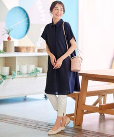 Tiaclasse 【洗える】フレンチスリーブリネンチュニックシャツ