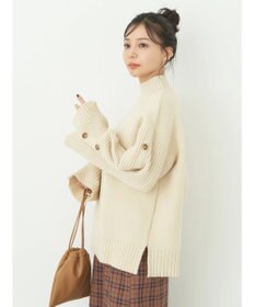 earth music&ecology 袖ボタンニットプルオーバー