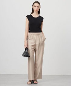 ICB 【人気のため新色追加・接触冷感・洗える】 ワッシャーツイル ワイドストレートパンツ