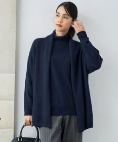 イギリス製 ハンドフレーム ウール ニットカーディガン ネイビー ロング 羊毛 洗える】ソフトウールハイゲージ カーディガン / 自由区