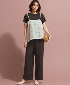 23区 【CanCam・CLASSY.掲載】リネンレーヨンストレッチ ワイドパンツ