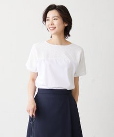 J.PRESS LADIES 【吸水速乾】レーシーコンビ フレンチスリーブ カットソー