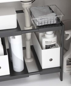 tower 伸縮シンク下ラック 2段 タワー D40 ブラック