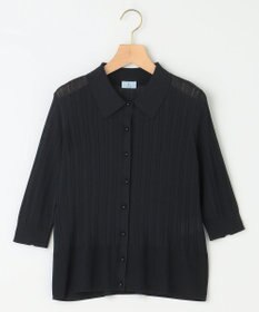 組曲 L 【WEB限定カラーあり】衿付きシアーニットポロ