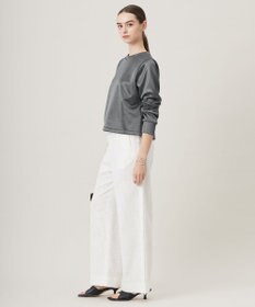 ICB L 【洗える】サテンボンディング クルーネックプルオーバー