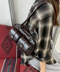 WEGO ベルト2ポケットデザインボストンバッグ