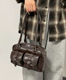 WEGO ベルト2ポケットデザインボストンバッグ