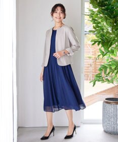 Tiaclasse L 【新色追加・洗える】麻調薄地キーネックジャケット