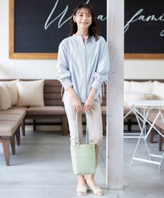 Tiaclasse 【洗える】ドロストギャザー袖シャツチュニック