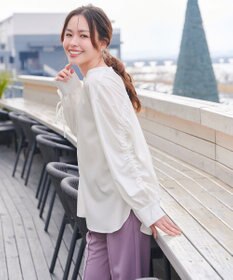 Tiaclasse 【洗える】ドロストギャザー袖シャツチュニック