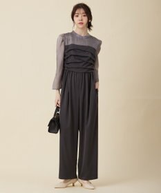 ANY SIS 【洗える】デザインタック コンビネゾン スレート