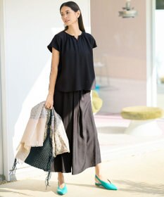 自由区 【カタログ掲載・ご好評アイテム・累計2500本・新色追加・ウエストゴム・セットアップ対応】エアリーツイルキュロット パンツ