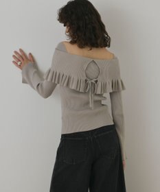 GRACE CONTINENTAL オフショルフリルニットトップ