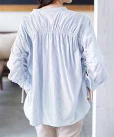 Tiaclasse 【洗える】ドロストギャザー袖シャツチュニック