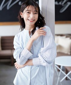 Tiaclasse 【洗える】ドロストギャザー袖シャツチュニック