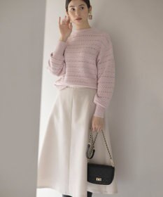 組曲 【WEB限定カラーあり】透かし編みバルキーボーダー柄ニット