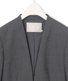 ICB L 【セットアップ対応】ウールストレッチ ノーカラージャケット