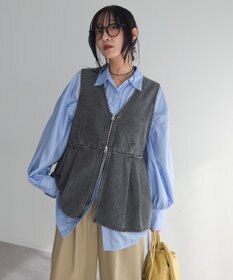 Green Parks デニムペプラムジレ