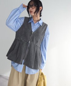 Green Parks デニムペプラムジレ