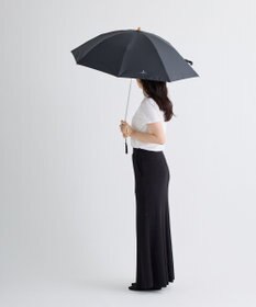 MOONBAT 【WEB限定】LANVIN en Bleu 晴雨兼用 折りたたみ傘 長傘(2WAY) プレーン×ロゴ刺繍 一級遮光 遮熱 UV