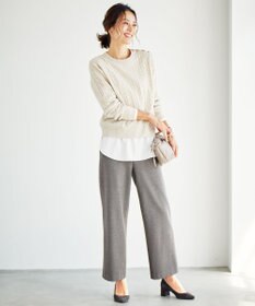 J.PRESS LADIES L 【洗える】チェルビックチェック セミワイド パンツ