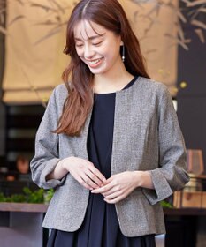 Tiaclasse L 【新色追加・洗える】麻調薄地キーネックジャケット