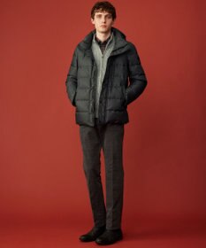 JOSEPH ABBOUD 【撥水/軽量/防風/フード取り外し可/ダウン】インターレースカルゼ  ダウン ブルゾン