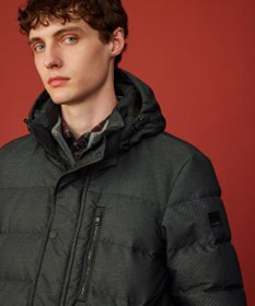 JOSEPH ABBOUD 【撥水/軽量/防風/フード取り外し可/ダウン】インターレースカルゼ  ダウン ブルゾン