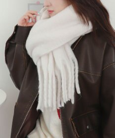 WEGO 【マフラー/ユニセックス着用】ワイドフリンジストール