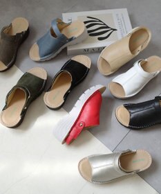 Pointer 本革 超軽量厚底サボサンダル