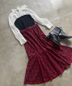 Feroux 【洗える】シアーチェック マーメイド スカート