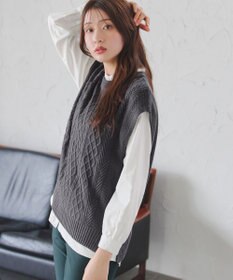 Tiaclasse 【2点セット】ニットベスト＋起毛シャツ