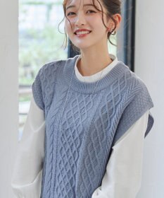 Tiaclasse 【2点セット】ニットベスト＋起毛シャツ