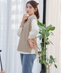 Tiaclasse 【2点セット】ニットベスト＋起毛シャツ