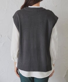 Tiaclasse 【2点セット】ニットベスト＋起毛シャツ