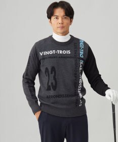 23区GOLF 【MEN】ロゴチェックジャガード　クルーネック ニット