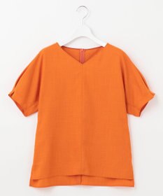 自由区 【接触冷感・速乾・UVカット・撥水・防シワ】リネンライクツイル プルオーバーブラウス