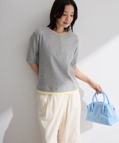 Green Parks 配色ヘンリーネック半袖プルオーバー