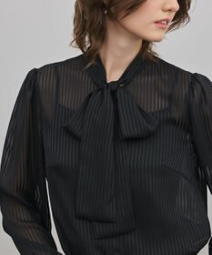 GRACE CONTINENTAL ストライプボウブラウス