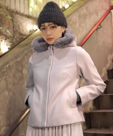 Tiaclasse エコファー付きフードショートコート