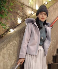 Tiaclasse エコファー付きフードショートコート