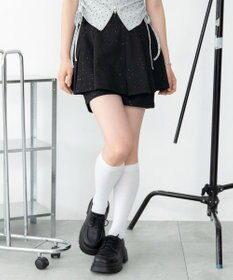 WEGO ラメプリーツレイヤードスカパン