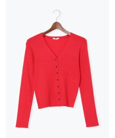 Te chichi ウェーブメタル釦Vネックリブカーディガン