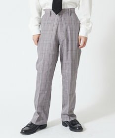 WEGO 【SCHOOLITEM】メンズスクールチェックセミワイドスラックス