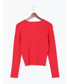 Te chichi ウェーブメタル釦Vネックリブカーディガン