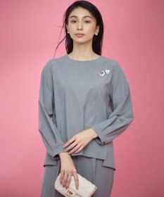 組曲 【KUMIKYOKU NAVY】ウーステッドライククロス フリルブラウス