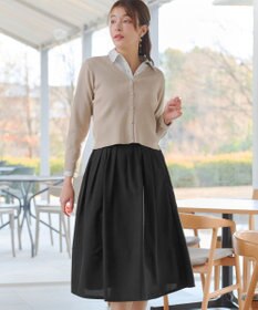 Tiaclasse 【新色追加・選べる丈】麻調タックフレアスカート