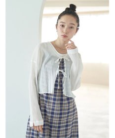 earth music&ecology ＳＥＴ２点クレープリボンブラウス＋インナー