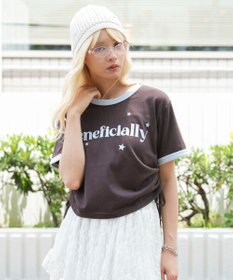WEGO グラフィックサイドリボンドロストショートT
