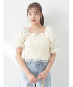 earth music&ecology フラワー刺繍ブラウス